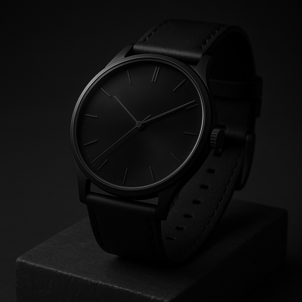 A slim dress watch with a smoked sapphire dial and blade hands